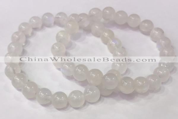 CGB4506 7.5 inches 9mm round white moonstone beaded bracelets