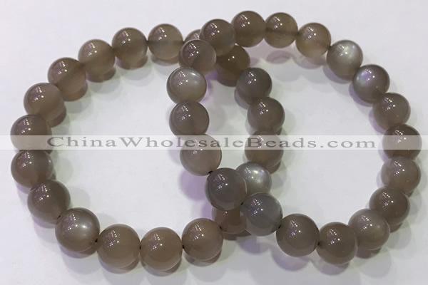 CGB4525 7.5 inches 10mm round grey moonstone beaded bracelets
