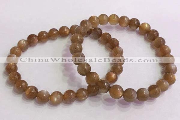 CGB4564 7.5 inches 8mm round golden sunstone beaded bracelets