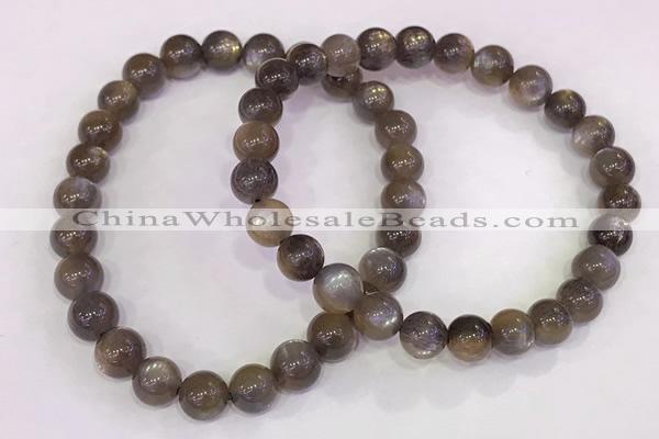 CGB4569 7.5 inches 7mm round black sunstone beaded bracelets