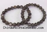 CGB4573 7.5 inches 8mm - 9mm round black sunstone beaded bracelets