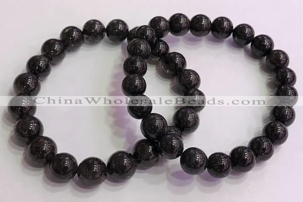 CGB4577 7.5 inches 10mm round black sunstone beaded bracelets