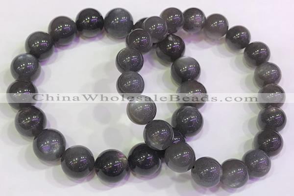CGB4583 7.5 inches 11mm - 12mm round black sunstone beaded bracelets