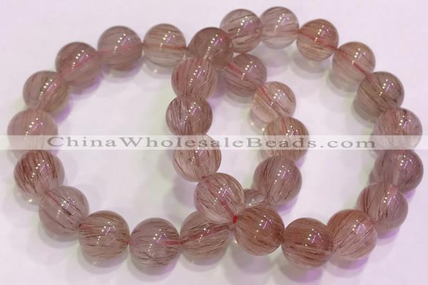 CGB4635 13mm - 14mm round red rutilated quartz beaded bracelets