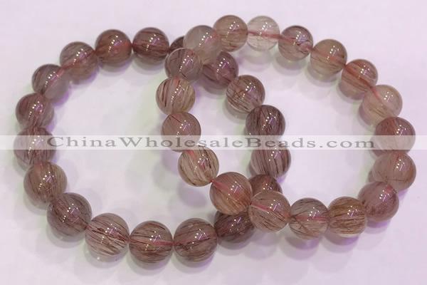 CGB4639 12mm round red rutilated quartz beaded bracelets