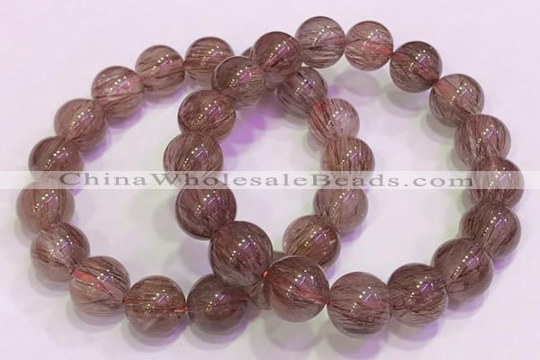 CGB4643 12mm - 13mm round red rutilated quartz beaded bracelets