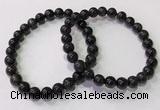 CGB4651 7mm - 8mm round black rutilated quartz beaded bracelets