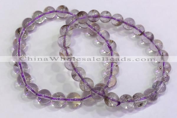 CGB4656 7.5mm - 8mm round purple phantom quartz beaded bracelets