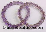 CGB4661 8mm - 9mm round purple phantom quartz beaded bracelets