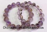 CGB4669 12mm - 13mm round purple phantom quartz beaded bracelets