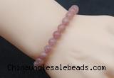 CGB5002 6mm, 8mm round strawberry quartz beads stretchy bracelets