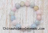 CGB5314 10mm, 12mm round morganite beads stretchy bracelets
