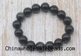 CGB5341 10mm, 12mm round black banded agate beads stretchy bracelets