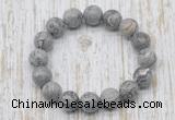 CGB5374 10mm, 12mm round grey picture jasper beads stretchy bracelets