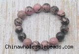 CGB5388 10mm, 12mm round rhodonite beads stretchy bracelets