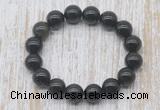 CGB5392 10mm, 12mm round black obsidian beads stretchy bracelets