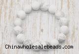 CGB5500 10mm, 12mm round matte white howlite beads stretchy bracelets