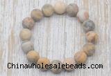 CGB5504 10mm, 12mm round matte yellow crazy lace agate beads stretchy bracelets