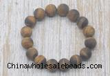 CGB5508 10mm, 12mm round matte yellow tiger eye beads stretchy bracelets