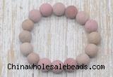 CGB5510 10mm, 12mm round matte pink wooden jasper beads stretchy bracelets