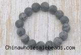 CGB5520 10mm, 12mm round matte black labradorite beads stretchy bracelets