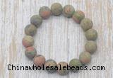 CGB5523 10mm, 12mm round matte unakite beads stretchy bracelets