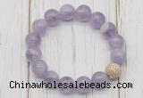 CGB5656 10mm, 12mm lavender amethyst beads with zircon ball charm bracelets