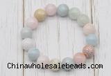 CGB5661 10mm, 12mm morganite beads with zircon ball charm bracelets
