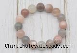 CGB5662 10mm, 12mm moonstone beads with zircon ball charm bracelets
