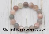 CGB5662 10mm, 12mm moonstone beads with zircon ball charm bracelets