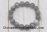 CGB5663 10mm, 12mm labradorite beads with zircon ball charm bracelets