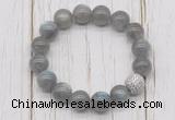 CGB5663 10mm, 12mm labradorite beads with zircon ball charm bracelets