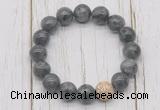 CGB5665 10mm, 12mm black labradorite beads with zircon ball charm bracelets