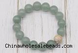 CGB5686 10mm, 12mm green aventurine beads with zircon ball charm bracelets