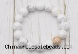 CGB5690 10mm, 12mm white howlite beads with zircon ball charm bracelets