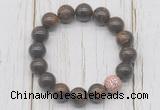 CGB5696 10mm, 12mm bronzite beads with zircon ball charm bracelets