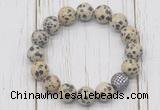CGB5736 10mm, 12mm dalmatian jasper beads with zircon ball charm bracelets
