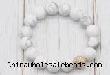 CGB5800 10mm, 12mm matte white howlite beads with zircon ball charm bracelets