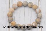 CGB5804 10mm, 12mm matte yellow crazy lace agate beads with zircon ball charm bracelets