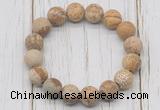 CGB5816 10mm, 12mm matte picture jasper beads with zircon ball charm bracelets