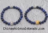 CGB6034 8mm round blue tiger eye bracelet with lion head for men