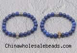 CGB6045 8mm round lapis lazuli bracelet with skull for men