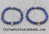 CGB6046 8mm round lapis lazuli bracelet with skull for men