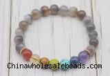 CGB6204 8mm Botswana agate 7 chakra beaded mala stretchy bracelets