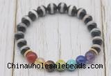 CGB6221 8mm Tibetan agate 7 chakra beaded mala stretchy bracelets