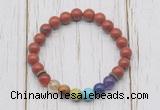 CGB6232 8mm red jasper 7 chakra beaded mala stretchy bracelets