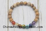 CGB6233 8mm picture jasper 7 chakra beaded mala stretchy bracelets