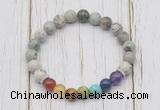 CGB6241 8mm greeting pine jasper 7 chakra beaded mala stretchy bracelets