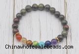 CGB6245 8mm dragon blood jasper 7 chakra beaded mala stretchy bracelets