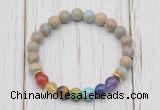 CGB6248 8mm serpentine jasper 7 chakra beaded mala stretchy bracelets